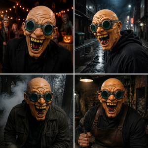 Máscara de Látex Realista de Cara Completa con Gafas Verdes, Aspecto Terrorífico y Boca Abierta para Disfraz de Halloween, Cosplay y Fiestas - Product Image 5
