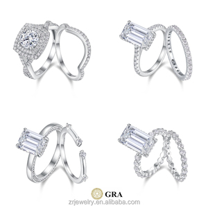 خاتم خطوبة مويسانيت من تيلولا بالجملة 3 قيراط، طقم خواتم زفاف للعرائس من الفضة عيار 925، طقم مجوهرات - Product Image 2