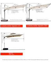 Parasol de plage romain en aluminium robuste, grand modèle d'extérieur avec ouverture manuelle pour terrasse de restaurant