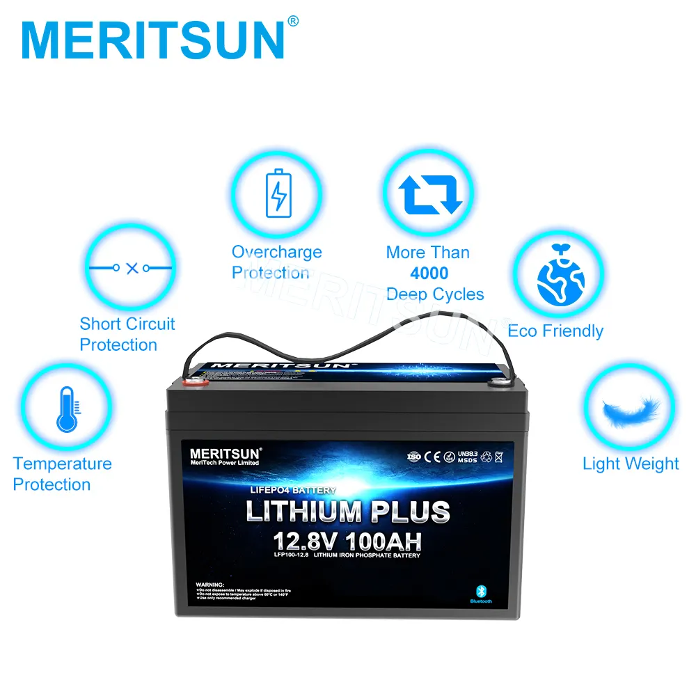 Lifepo4 Baterai Surya Kualitas Tinggi 12V 100ah 200ah 300ah Lifepo4 Baterai Lithium Produsen Mit dengan Smart BMS