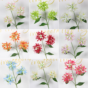 Fleurs artificielles Lycoris Radiata, 3 têtes, en soie, rouge, rose, vert, pour décoration de mariage, arrangements floraux - Product Image 5