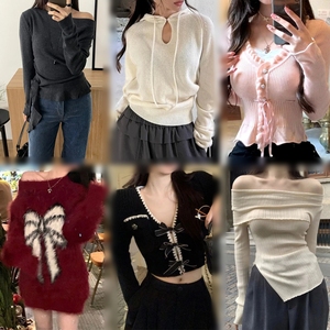 เสื้อผ้าผู้หญิงมือสองสำหรับฤดูใบไม้ร่วงและฤดูหนาว รวมเสื้อสเวตเตอร์ เสื้อถัก เสื้อโค้ท คละแบบ ขายส่ง - Product Image 1