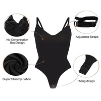 Body gainant sans manches en maille, contrôle ferme, bretelles spaghetti ajustables, coupe string