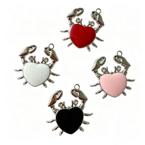 Metal Crab Heart Pendant Necklace <b>Silver</b> Plated Alloy Cute <b>Charm</b> For Women Gift - Product Image 5