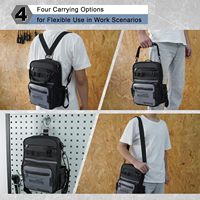 Sac à outils MELOTOUGH pour hommes, 30 poches multi-rangements, sac à dos avec bretelles double forme, gris