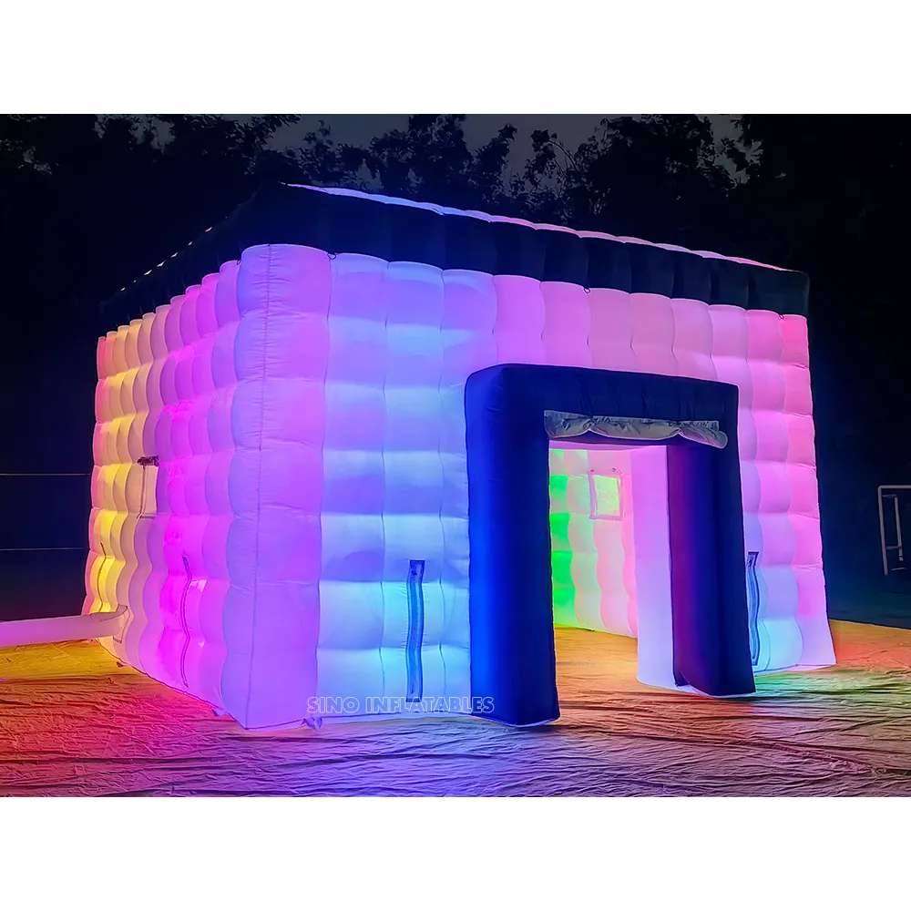 18' x 17' beweglicher weißer würfel aufblasbarer aufblasbarer nachtclub für familien hinterhof-partys aus der Sino Inflatables-Fabrik