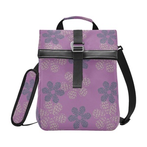Sac isotherme de transport pour repas en cuir PU hawaïen, motif coquille conique violette, impression personnalisée, sacs à déjeuner réutilisables - Product Image 1