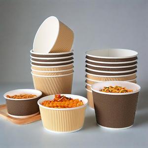 Tazón Redondo Desechable de Cartón con Papel Dorado de 30, 32 y 36 Onzas para Ensaladas y Sándwiches, Apto para Microondas, a Prueba de Fugas, con Tapas de Grado Alimenticio - Product Image 1