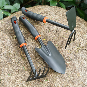 Ensemble de jardinage trois pièces en acier inoxydable pour la culture de fleurs et de légumes, outils de déchaumage du sol, pelle, <span class=keywords><strong>bêche</strong></span>, râteau, pour le creusement en extérieur - Product Image 2