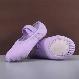 Scarpe da ballo con suola morbida in tela da ragazza viola multicolore low MOQ professionale