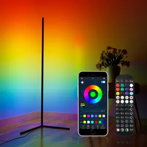 Modern akıllı köşe zemin lambası 145cm rüya renk RGBW Led piksel şerit kiti bluetooth APP kontrol müzik Sync oturma odası