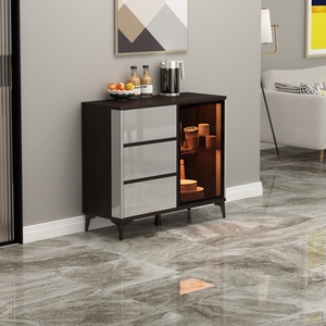 Meuble de bar multifonctionnel moderne et simple pour salon, buffet noir - Product Image 4