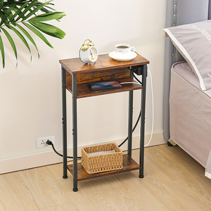 Factory Customize Narrow <b>Side</b> Table With Charging Station With USB Ports Small Spaces 3-Tier <b>Side</b> Table Narrow End Table - Product Image 6