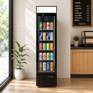 <span class=keywords><strong>Vitrine</strong></span> réfrigérée verticale pour boissons avec porte vitrée fine, écran LED et refroidisseur d'air - Product Image 1