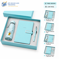 Bedrijfsgeschenkset met aangepast logo, paraplu, notitieboek, pen, USB-stick, luxe geschenkverpakking, lage minimale bestelhoeveelheid