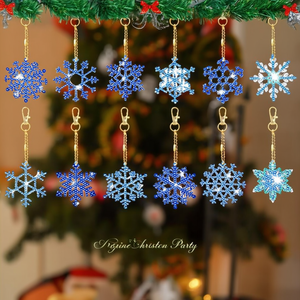จี้รูปเกล็ดหิมะสองด้านประดับเพชรอะคริลิค 12 ชิ้น สำหรับตกแต่งต้นคริสต์มาส พวงกุญแจ ชุดอุปกรณ์ศิลปะ DIY - Product Image 2