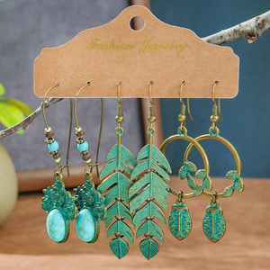 Fashion Dangle Earrings Alloy Bohemia Style Wing Leaf Design Women's Jewelry <b>Drop</b> Earrings Antiqued <b>Bronze</b> Plated - Product Image 3