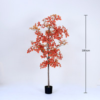 Arbre Bonsaï artificiel en érable rouge avec pot, 120-210 cm, plante artificielle réaliste, décoration pour la maison, le bureau, le mariage