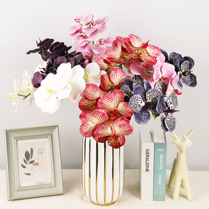 Nuevo tipo de flor artificial sola orquídea EVA Real Touch 5 cabezas <span class=keywords><strong>Vanda</strong></span> orquídea Phalaenopsis interior hogar boda decoración flores - Product Image 2