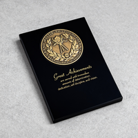 Noble Awards Cristal noir avec médaille personnalisée personnalisée trophée intégré Plaque d'artisanat à la main