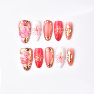 10 <span class=keywords><strong>Uñas</strong></span> Postizas Acrílicas 3D Pre-Diseñadas Hechas a Mano, Diseño <span class=keywords><strong>de</strong></span> Corazón <span class=keywords><strong>de</strong></span> Cereza, Kit <span class=keywords><strong>de</strong></span> <span class=keywords><strong>Uñas</strong></span> para Mujer, Tamaño Pequeño - Product Image 4