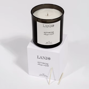 Velas Aromáticas Orgánicas Naturales LANJO, Diseño con Etiqueta Impresa, Frasco de Vidrio Negro Mate, Hechas a Mano, Aroma de Lujo, Caja de Regalo para las Fiestas - Product Image 5