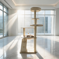 En gros Arbre à chat de luxe moderne 157 cm en bois écologique pliable et durable, avec capsule spatiale, grand, multi-niveaux, type condo, en sisal