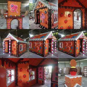 Usine populaire fait à la main vie grande décoration de noël traîneau <span class=keywords><strong>du</strong></span> père noël avec sculpture de renne produits en fibre de verre - Product Image 6