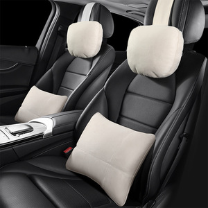 Car Headrest And Lumbar Support Suede Neck Pillow Universal Seat <b>Cushion</b> For Car 3-4 Pieces Solid Color Medium Firmness - Product Image 1