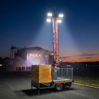 Tour d'éclairage mobile télescopique de 30 m, alimentée au diesel, avec projecteurs LED pour centrale électrique, unité de construction sur remorque