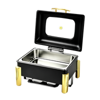 YITIAN Schwarzer Edelstahl Chafing Dish Weißer Buffet-Server Heizung mit Alkoholbrenner Elektrische Heizung Speisenwärmer für Catering und Partys