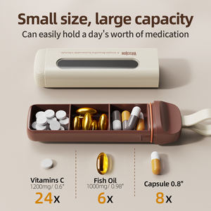 पोर्टेबल मिनी प्लास्टिक ग्रेड गोली आयोजक प्रारंभिक मध्य देर से 3 मिनट के पुश-पुल तीन भोजन दिन चिकित्सा भंडारण के लिए - Product Image 5