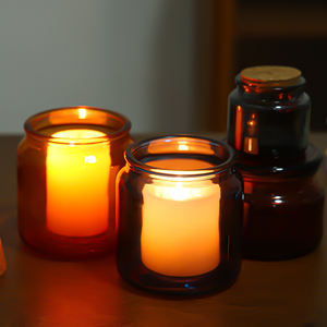 Frascos <span class=keywords><strong>de</strong></span> Vidrio Ámbar <span class=keywords><strong>de</strong></span> 8oz con Logotipo Personalizado para Hacer Velas, Portavelas y Faroles Vacíos con Acabado Brillante para Decoración del Hogar - Product Image 6