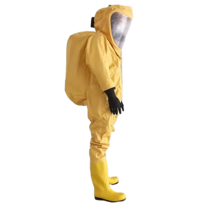 Combinaison de sécurité chimique étanche de taille moyenne (RHF1C Jaune) - PVC ignifuge, compatible avec les équipements respiratoires - Product Image 1
