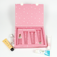 Coffret cadeau cosmétique rose pliable biodégradable en carton avec logo gaufré personnalisé, éponge pour huiles essentielles