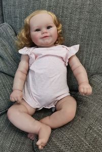 NPK 60CM/50CM Reborn Toddler Popular Maddie Cute Girl con cabello rubio enraizado Soft Cuddle Body Muñeca hecha a mano <span class=keywords><strong>de</strong></span> alta calidad - Product Image 4