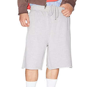 กางเกงขาสั้นผู้ชายผ้าฝ้ายสีพื้น ความยาวระดับเข่า มีเชือกผูกเอว ทรงหลวม สปอร์ต ใส่สบาย - Product Image 3