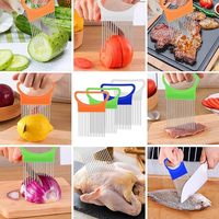Pemotong Bawang Multifungsi Pintar dari Baja Anti Karat, Pemotong Sayur dan Buah, Alat Masak Aman untuk Dapur, Warna Hitam