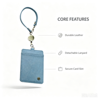 Porte-cartes en cuir PU personnalisé OEM, conception simple avec tirette pour un accès facile, porte-badge d'identification promotionnel pour les entreprises