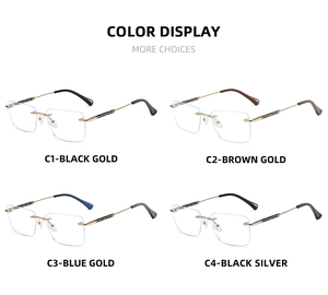 Kính mắt nam thời trang cao cấp không gọng kim loại, khung kính mắt cận thị, kính mắt công sở, Monturas Opticas - Product Image 6