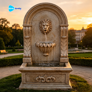 <span class=keywords><strong>Fontaine</strong></span> <span class=keywords><strong>murale</strong></span> extérieure en marbre beige naturel antique avec tête de lion - Product Image 2
