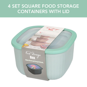 4 cái nhà bếp <span class=keywords><strong>Stackable</strong></span> công suất lớn nhựa bpa-miễn phí kín vuông trộn bát phục vụ thực phẩm container bát có nắp đậy - Product Image 6