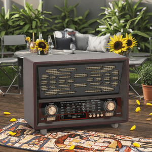 Retro ngoài trời <span class=keywords><strong>4</strong></span> ban nhạc FM/AM/SW1-2 đài phát thanh bằng gỗ với Bluetooth & Máy nghe nhạc cho người tiêu dùng - Product Image 4
