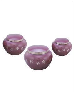 Urna conmemorativa de cremación púrpura de latón con estampado de pata de estilo americano de lujo Urna funeraria elegante para cenizas de mascotas - Product Image 5