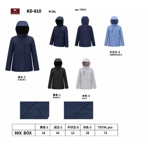 Cappotto con Cappuccio Leggero in Cotone HDJ per Donna, Taglie M-2XL, Mix 72 Pezzi, Opzioni Colore Blu Denim e Nero Ghiaccio - Product Image 1