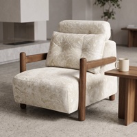 Fauteuil d'appoint individuel de style Mid-Century, fauteuil de détente avec doubles coussins, fauteuil de salon en tissu imprimé pour salon, hôtel, villa