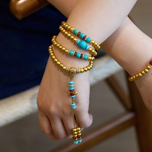 Bracelet en or antique turquoise de style YL Gold Shop 2025 avec quatre cercles, petit cadeau pour femme, haute qualité, bracelet à la main - Product Image 1