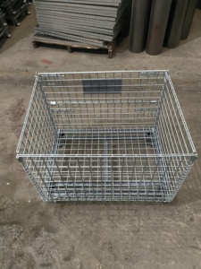 Contenedor de Malla de Alambre de Acero 50x50mm Galvanizado Apilable con Cierre a Presión Ensamblado - Product Image 1