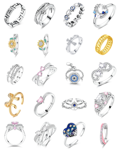 <span class=keywords><strong>Bague</strong></span> en or <span class=keywords><strong>rose</strong></span> ajustable en forme de cœur avec zircon pour femme, idéale pour les couples, mariage ou soirée - Product Image 2