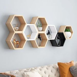 Woshun Hexagonal Wall Mounted <b>Shelf</b> Modern Geometric Display <b>Rack</b> For Home Office Decorative Storage <b>Shelves</b> - Product Image 2